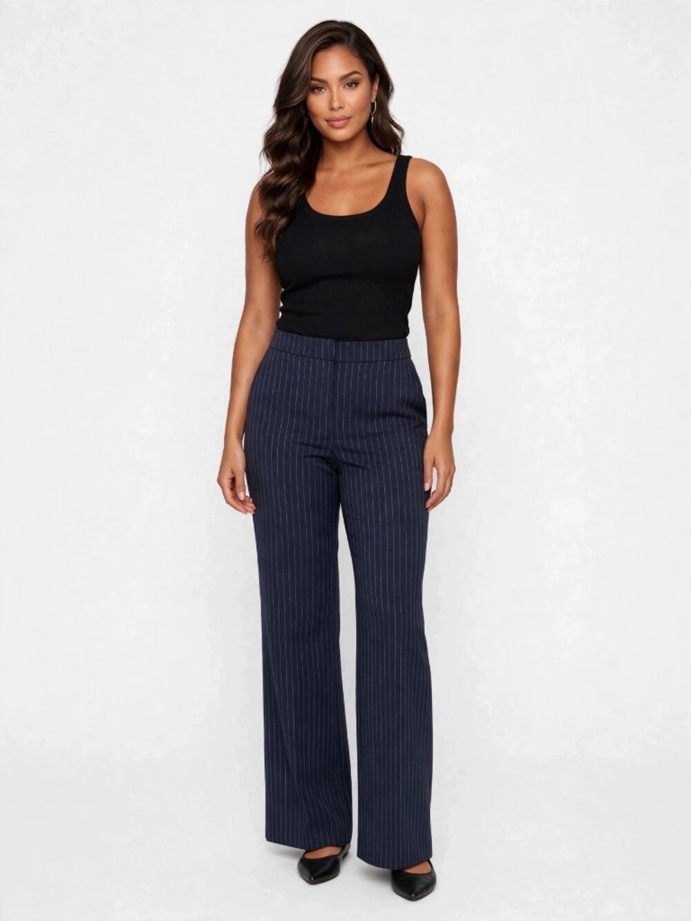 Express Editor Navy Pinstripe Trousers 8